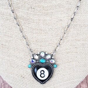 Chic Silver and Black Heart Pendant Necklace
